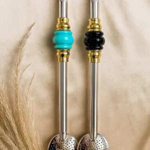BOMBA INOX COM PÉROLA DE OURO
