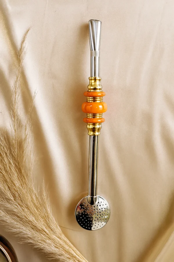 BOMBA INOX COM 3 PÉROLAS OURO - Imagem 3