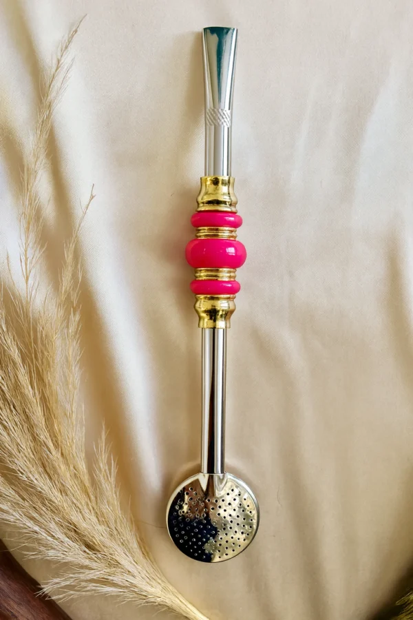 BOMBA INOX COM 3 PÉROLAS OURO - Imagem 4