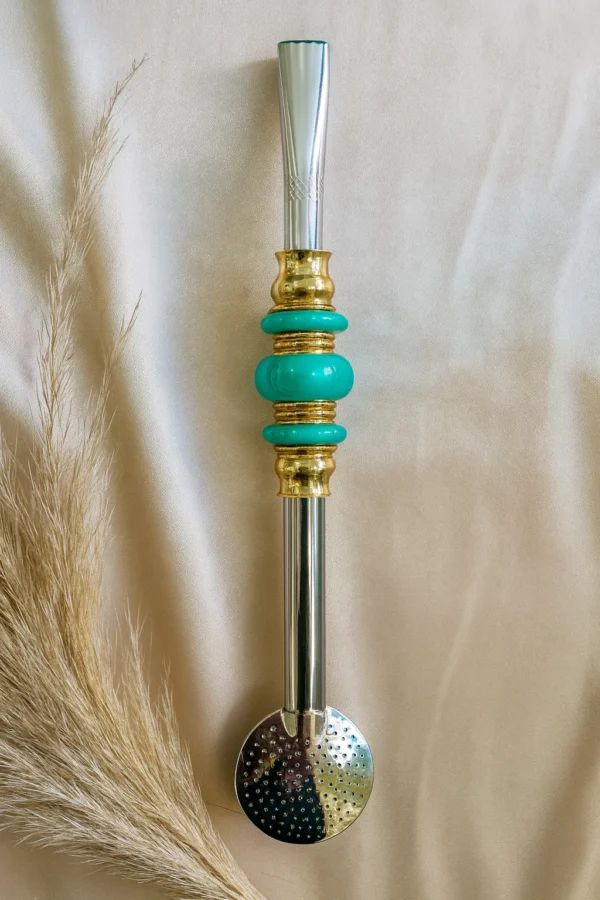 BOMBA INOX COM 3 PÉROLAS OURO - Imagem 5