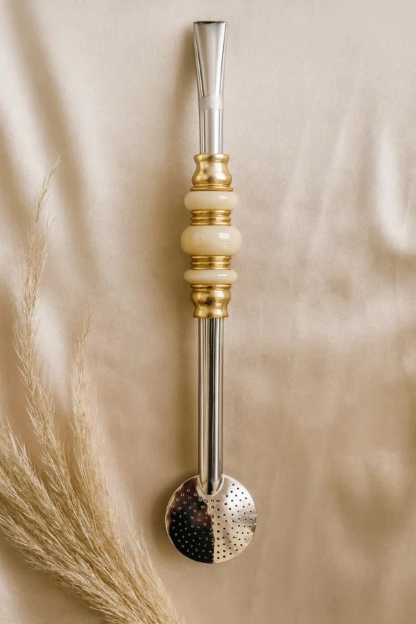 BOMBA INOX COM 3 PÉROLAS OURO - Imagem 8