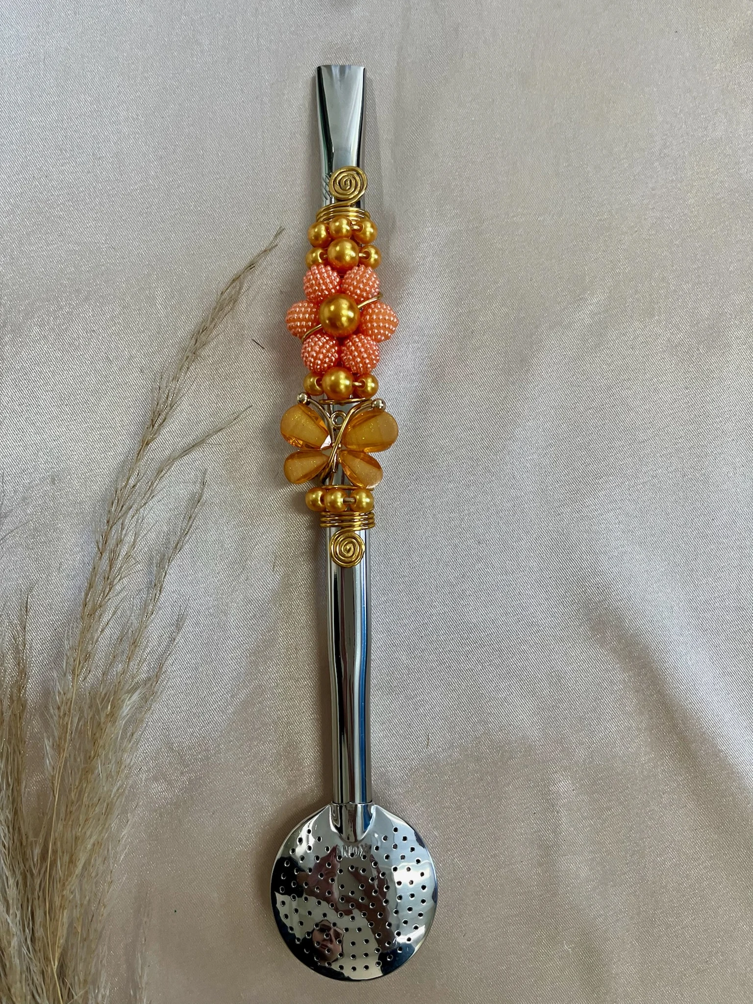 BOMBAS INOX COM BORBOLETA E FLOR DE PEROLA - Imagem 4