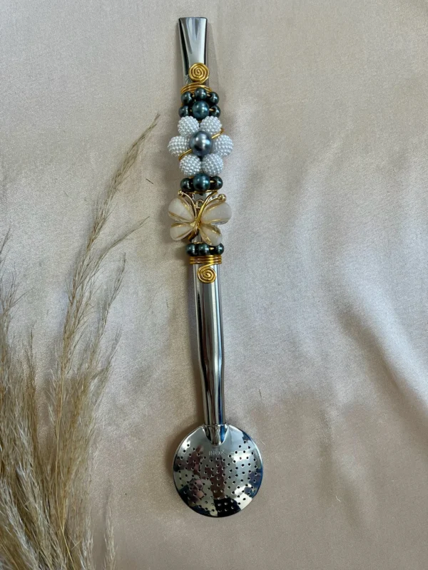 BOMBAS INOX COM BORBOLETA E FLOR DE PEROLA - Imagem 5