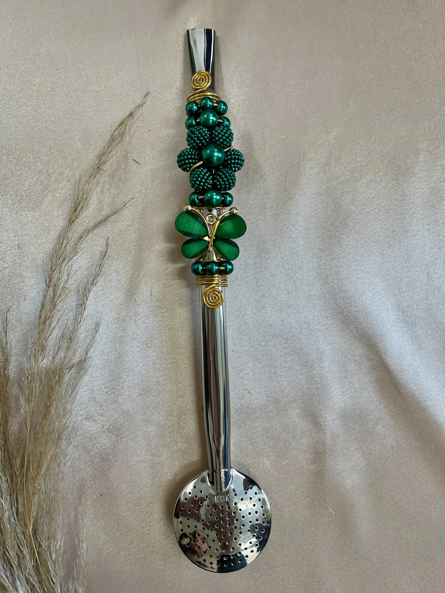 BOMBAS INOX COM BORBOLETA E FLOR DE PEROLA - Imagem 6
