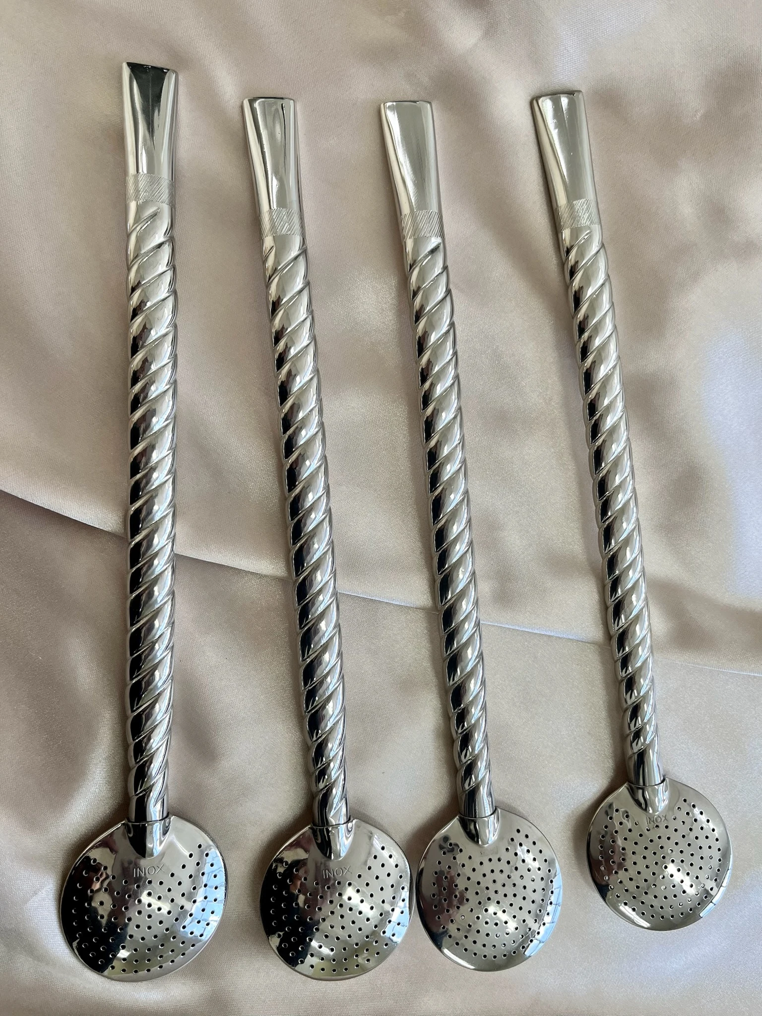 CÓD 210 BOMBA DE INOX CANO TORCIDO 22 CM BOJO FIXO - Imagem 2