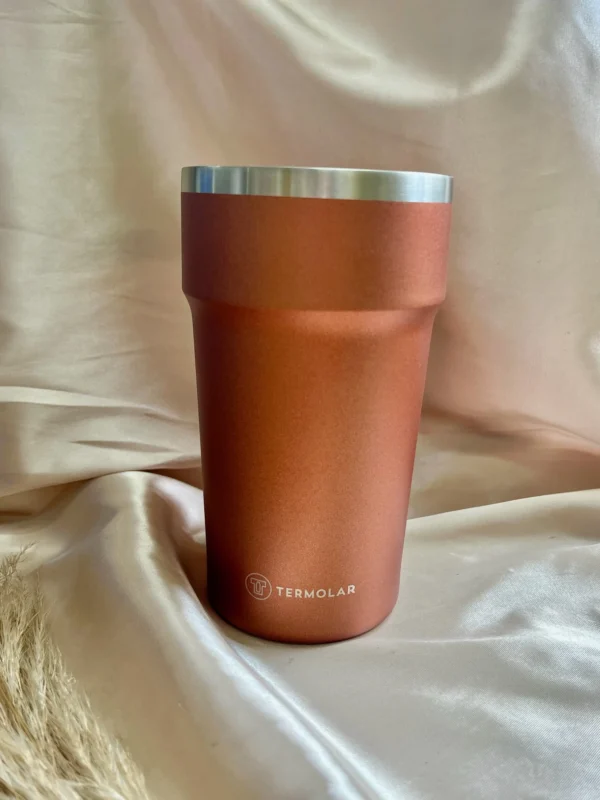 CÓD 3192  COPO TERMICO PUB 500ml LARANJA ACOBREADO