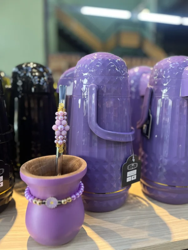 CÓD 3421  GARRAFA TÉRMICA VALENTINA 1L LAVANDA FLOR (ROXO) - Imagem 3