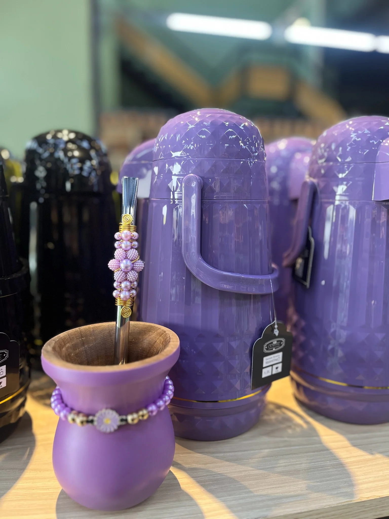 CÓD 3421  GARRAFA TÉRMICA VALENTINA 1L LAVANDA FLOR (ROXO) - Imagem 3